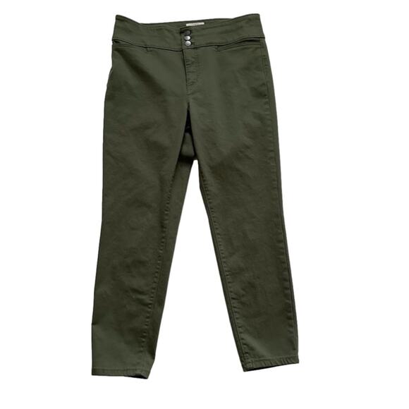 Loft Pants Army Green Stretch High Rise High Waisted Tapered Ankle Pants Size 12 - Picture 12 of 12